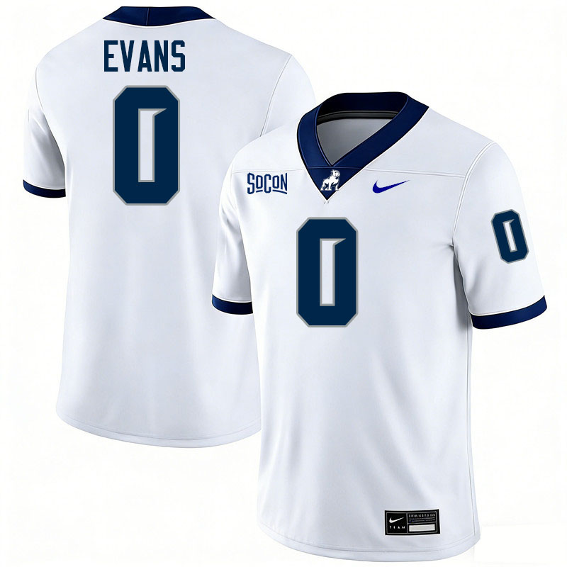 Samford Bulldogs #0 C.J. Evans College Football Jerseys,Uniforms-White